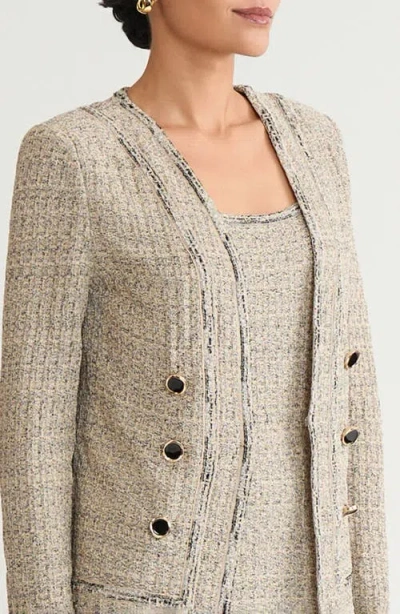 Ming Wang Shimmer Tweed Knit Jacket In Multi