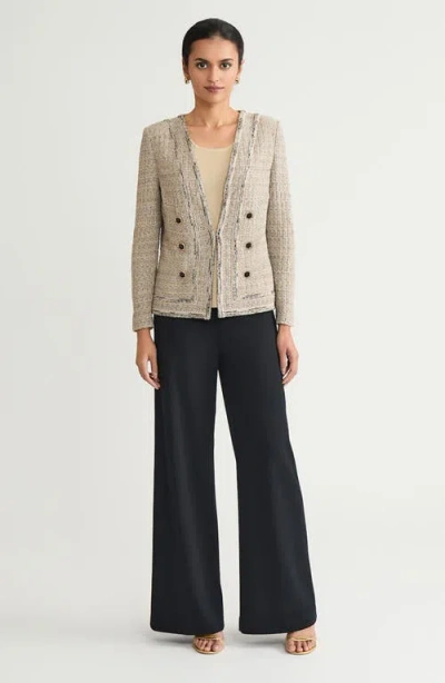 Ming Wang Shimmer Tweed Knit Jacket In Multi