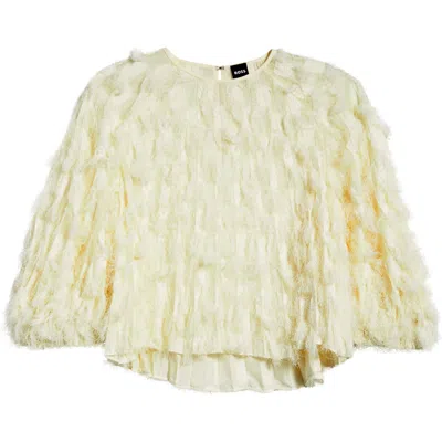 Hugo Boss Boss Baima Feather Jacquard Top In Yellow