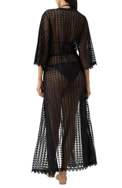 Melissa Odabash Tali Laced Belted Kaftan In Black