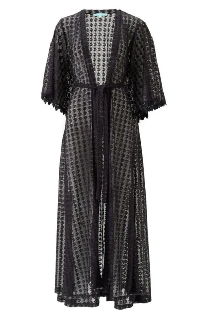 Melissa Odabash Tali Laced Belted Kaftan In Black