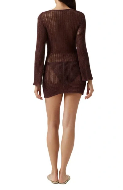 Melissa Odabash Ellis Crochet Cover-up Dress In Brown
