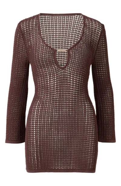 Melissa Odabash Ellis Crochet Cover-up Dress In Brown