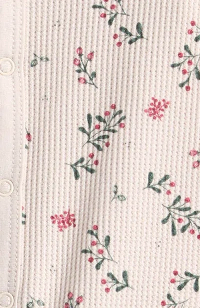 Firsts By Petit Lem Winterberry Holly Thermal Footie In Pink