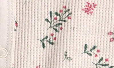 Firsts By Petit Lem Winterberry Holly Thermal Footie In Pink