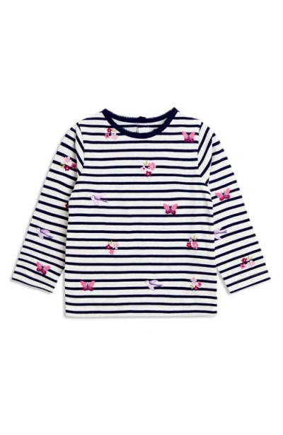 Jojo Maman Bébé Jojo Maman Bebe Embroidered Long Sleeve Cotton Top In Blue