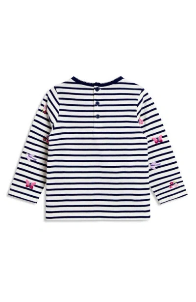 Jojo Maman Bébé Jojo Maman Bebe Embroidered Long Sleeve Cotton Top In Blue