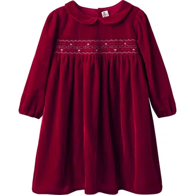 Jojo Maman Bébé Jojo Maman Bebe Kids' Smocked Velvet Dress In Burgundy