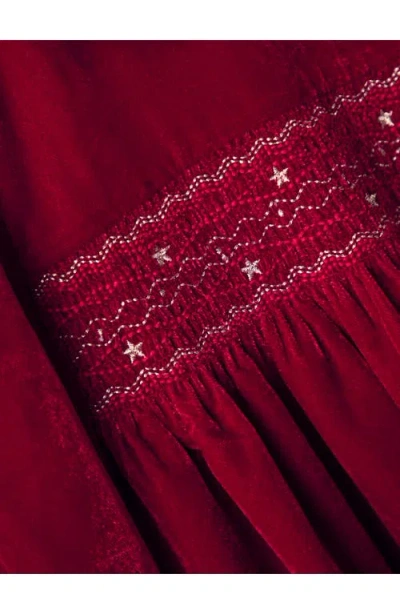 Jojo Maman Bébé Jojo Maman Bebe Kids' Smocked Velvet Dress In Burgundy