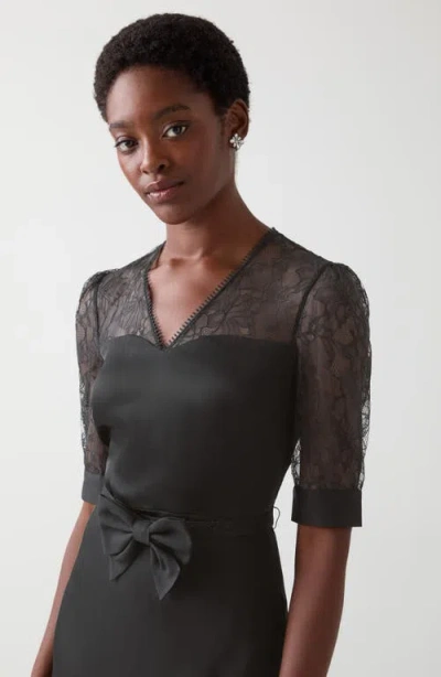 Lk Bennett Madalena Belted Matte Satin Midi Dress In Black