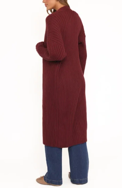 Petal And Pup Petal & Pup Jasmia Rib Longline Cardigan In Red