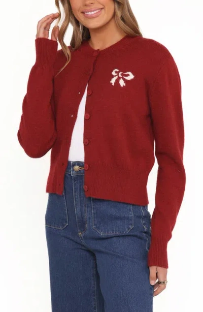 Petal And Pup Petal & Pup Middleton Bow Cardigan In Burgundy