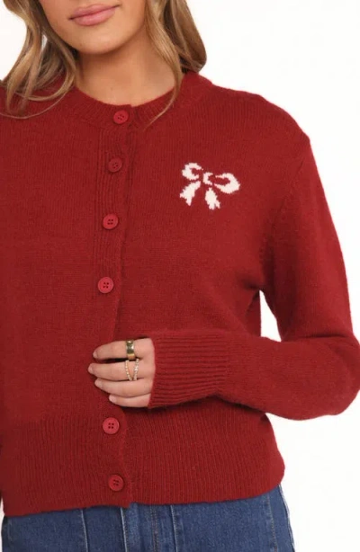 Petal And Pup Petal & Pup Middleton Bow Cardigan In Burgundy