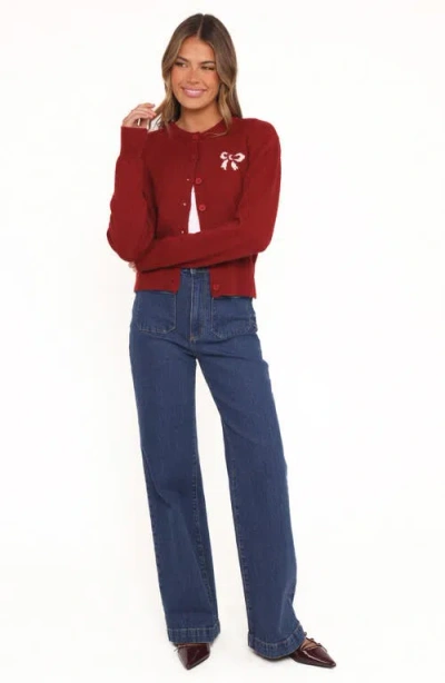 Petal And Pup Petal & Pup Middleton Bow Cardigan In Burgundy