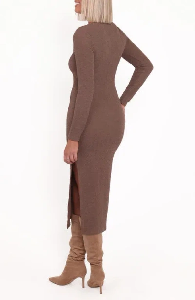 Petal And Pup Petal & Pup Laney Cutout Long Sleeve Body-con Maxi Dress In Brown