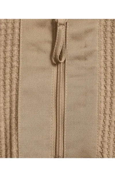 Lands' End Long Sleeve Waffle Quarter Zip Pullover In Brown