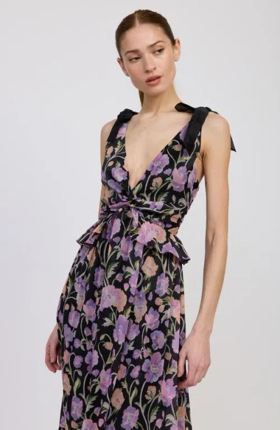 En Saison Becca Floral Tiered Dress In Purple
