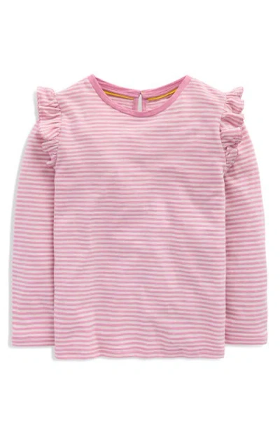 Mini Boden Kids' Ruffle Slub Top In Pink