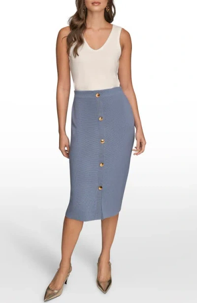 Donna Karan Women's Straight Knit Pull-on Midi Skirt In Gray
