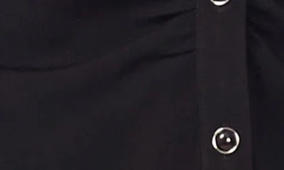 Cece Women's V-neck Long-sleeve Shirred Knit Top In Black