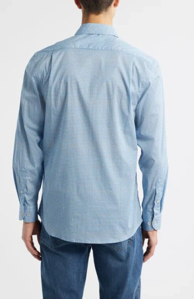 James Campbell Drury Trim Fit Microgeometric Print Stretch Cotton Button-up Shirt In Multi