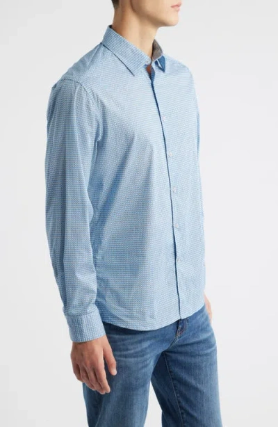 James Campbell Drury Trim Fit Microgeometric Print Stretch Cotton Button-up Shirt In Multi