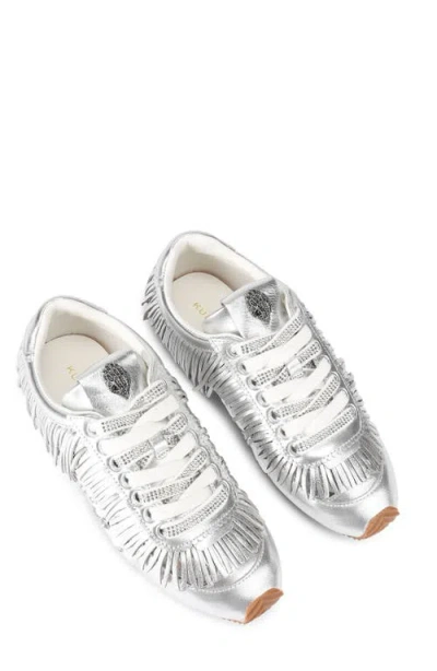 Kurt Geiger Leather Fringe Islington Sneakers In Silver