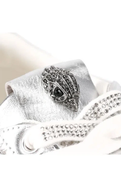 Kurt Geiger Leather Fringe Islington Sneakers In Silver