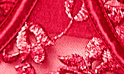 Mapalé Mapale Eyelash Lace Underwire Bra & Thong Set In Red