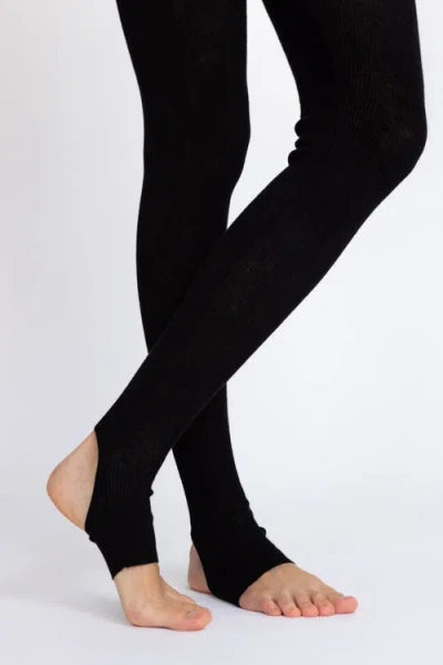 Alas Merino Wool Sheer Open Heel Leggings In Black