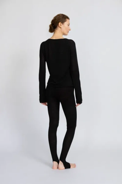 Alas Merino Wool Sheer Open Heel Leggings In Black
