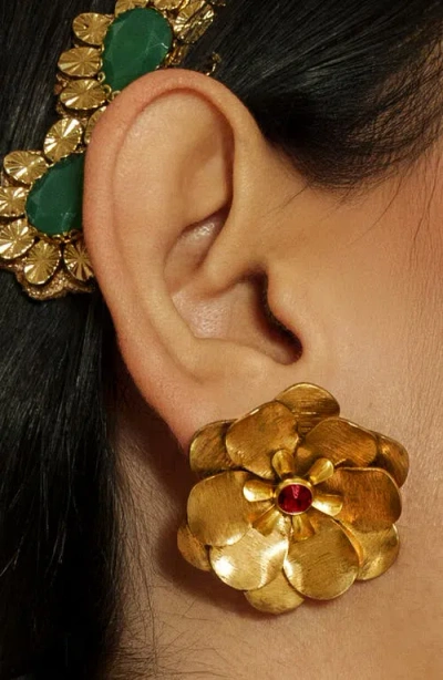 Deepa Gurnani Jemena Flower Stud Earrings In Gold