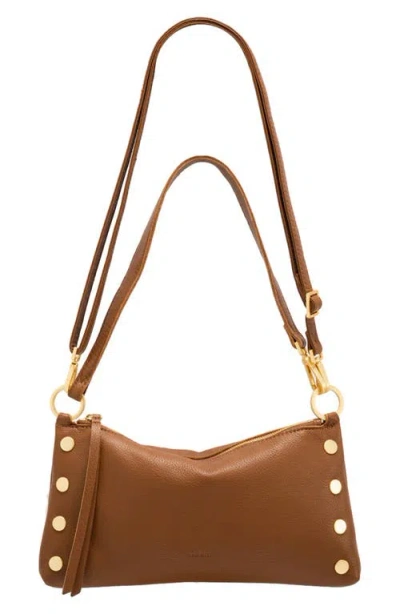 Hammitt Kyle Mahogany Pebble Brushed Gold Red Zip Sml In Brown