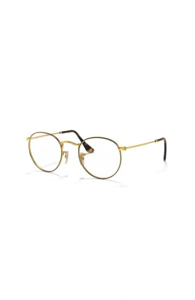 Ray Ban Ray-ban 47mm Round Optical Glasses In Gold
