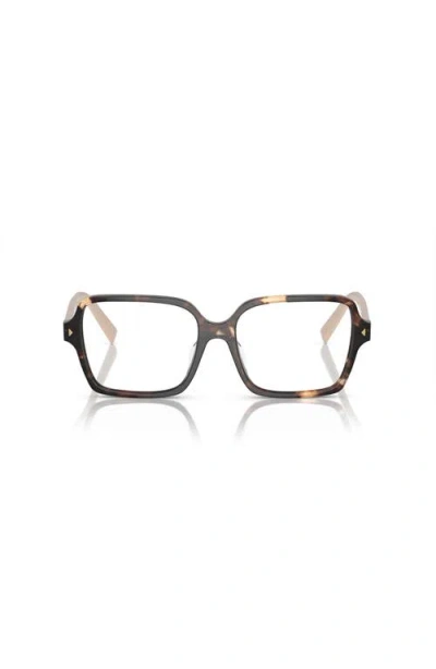 Prada 53mm Rectangle Optical Glasses In Brown