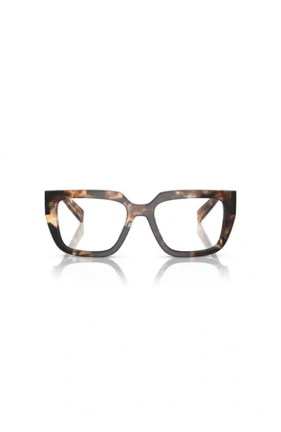Prada 52mm Irregular Optical Glasses In Brown