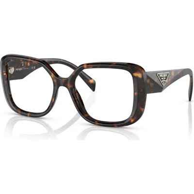 Prada 51mm Square Optical Glasses In Brown