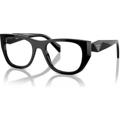 Prada 52mm Irregular Optical Glasses In Black