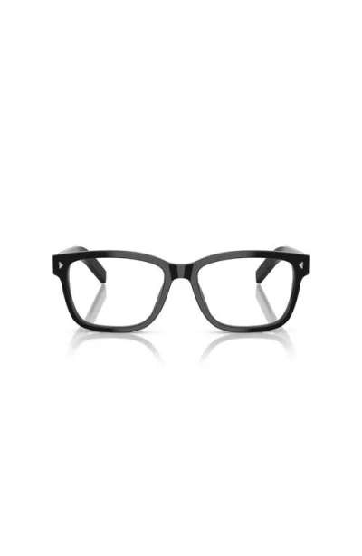 Prada 55mm Rectangle Optical Glasses In Black
