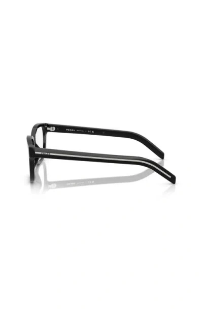 Prada 55mm Rectangle Optical Glasses In Black