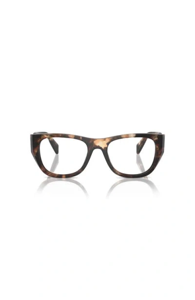 Prada 52mm Irregular Optical Glasses In Brown