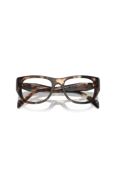 Prada 52mm Irregular Optical Glasses In Brown