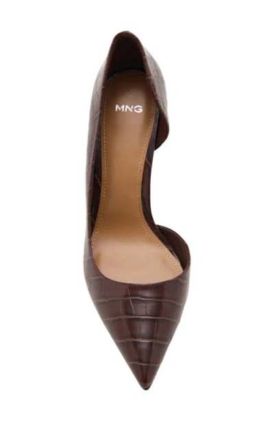 Mango Faux Croc Heeled Stiletto In Brown