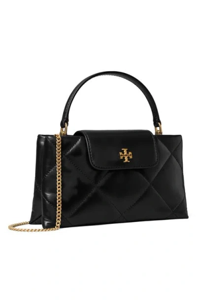Tory Burch Kira Diamond Quilted East-west Top Handle Bag In Black
