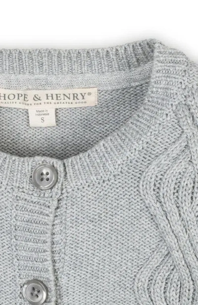 Hope & Henry Kids' Organic Cropped Ruffle Cuff Cable Sweater Cardigan In Gray