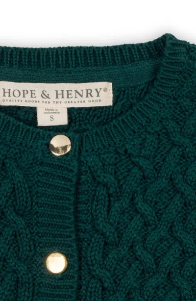 Hope & Henry Kids' Organic Long Sleeve Herringbone Cardigan Sweater In Green