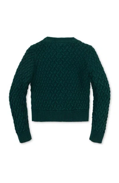 Hope & Henry Kids' Organic Long Sleeve Herringbone Cardigan Sweater In Green