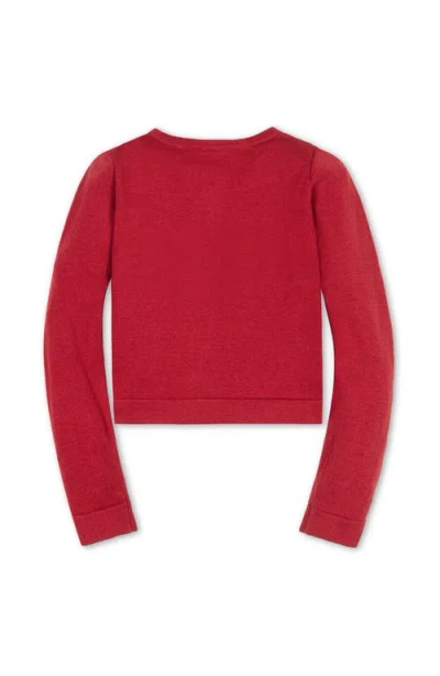 Hope & Henry Kids' Organic Bow Intarsia Sweater Cardigan In Red