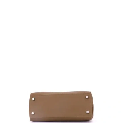 Pre-owned Hermes  Hermes Kelly Handbag Verso Swift With Palladium Hardware 25 In Brown