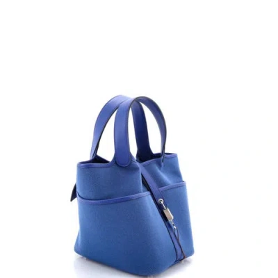 Pre-owned Hermes  Hermes Cargo Picotin Lock Bag Canvas And Swift Pm In Blue